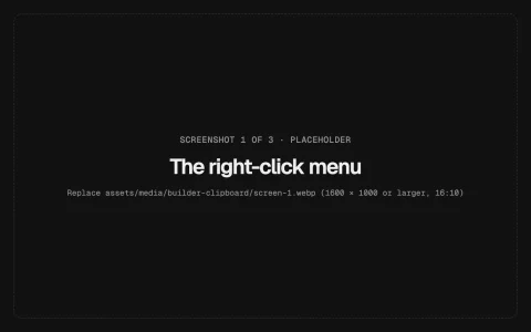 The right-click menu: Copy, cut, the three paste positions and Duplicate on any section, row, element or item.